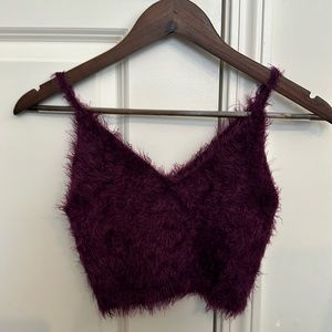 Fuzzy crop tank top